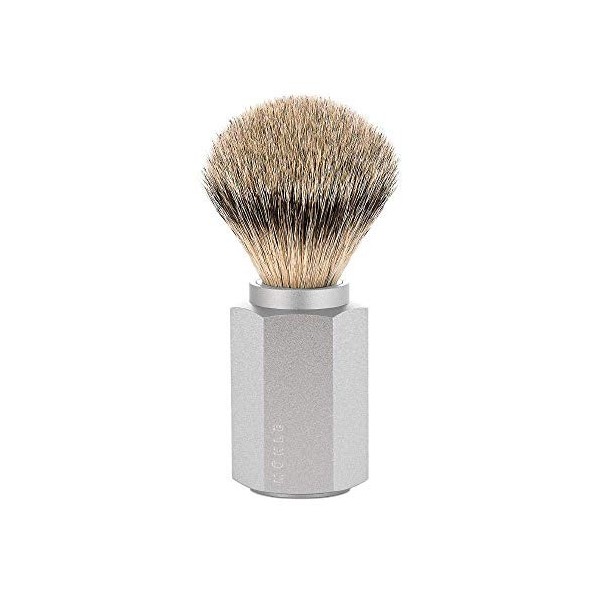 Mühle Hexagone Argent Manche Bout Argenté Pinceau Rasage Badger 091mhxgpure 