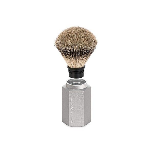 Mühle Hexagone Argent Manche Bout Argenté Pinceau Rasage Badger 091mhxgpure 