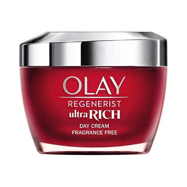 Olay Regenerist Ultra Rich Crema De Día, Textura Rica No Grasa, Con Vitamina B3, Péptidos Y Manteca De Karité Sin Perfume, 50