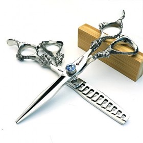 6 pouces Argent à effiler Ciseaux de coiffeur Barber Ciseaux de coupe Ensemble en matériau pour Barber 440 C