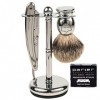 Parker Safety Razor Parker Sr1 Bord Droit rasoir rasage ensemble - Comprend 100% pur blaireau brosse, Parker Sr1 rasoir et 10