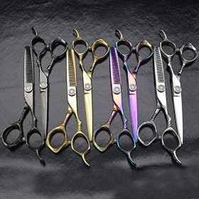 Ciseaux de barbier ciseaux de coiffure professionnels et ciseaux à effiler 15,2 cm en acier inoxydable violet salon de coiffu...