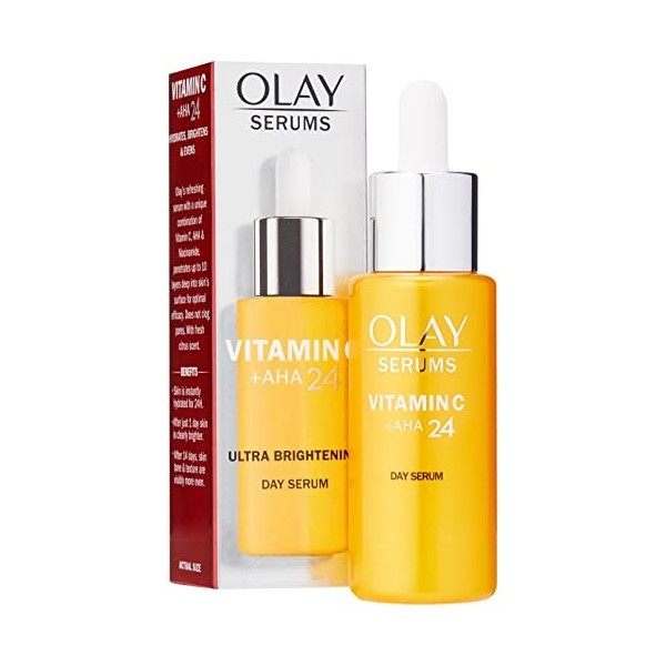 Olay Sérum gel de jour à la vitamine C + AHA24 avec vitamine C, AHA et niacinamide pour un teint lumineux et uniforme, 40 ml ...