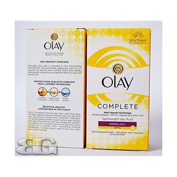 Olay SPF15 Complete Lightweight 3-in-1 Moisturiser Day Fluid Sensitive, 100 ml by Olay Crème Jour et Nuit