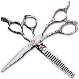 Ciseaux de coiffeur Ciseaux de coiffure professionnels Ensemble de ciseaux amincissants 440C Poignée droite Une sorte de cise
