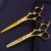 Ciseaux Chien 440c Professionnel Ciseaux de Coiffure Set Ciseaux Amincissants Plat de Cisaillement Barber