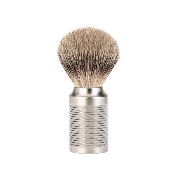 Mühle 091m94 Blaireau, pur argenté silvertip badger , monture inox brossé