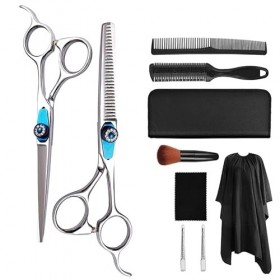 Ciseaux de coupe de cheveux, 6 pouces en acier inoxydable 30 dents amincissants, salon de coiffure professionnel, ensemble de