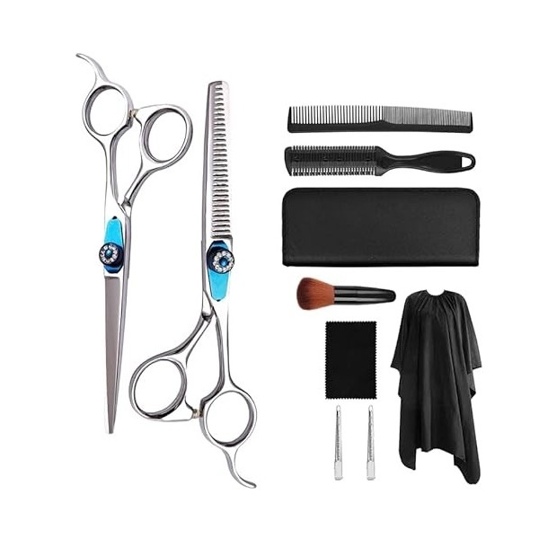 Ciseaux de coupe de cheveux, 6 pouces en acier inoxydable 30 dents amincissants, salon de coiffure professionnel, ensemble de