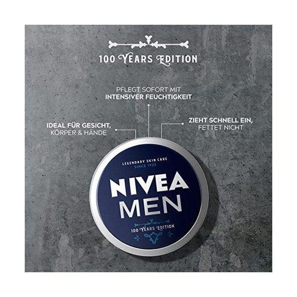 NIVEA MEN Crème 100 ans Retro Edition 75 ml , crème nourrissante pour hydrater intense, soin de la peau pour homme idéal pou ...