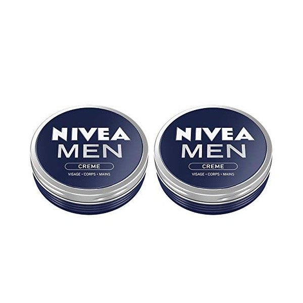 NIVEA MEN Crème Visage - Corps - Mains 2 x 150 ml , crème multi-usage au parfum masculin format boîte alu, soin hydratant 3- ...