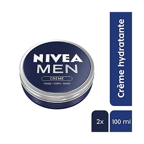 NIVEA MEN Crème Visage - Corps - Mains 2 x 150 ml , crème multi-usage au parfum masculin format boîte alu, soin hydratant 3- ...