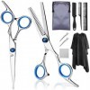 Ensemble de coiffure 9 PCS Kit de ciseaux de coiffure professionnels Ciseaux de coupe de cheveux Ciseaux à cheveux couleur, 