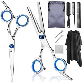 Ensemble de coiffure 9 PCS Kit de ciseaux de coiffure professionnels Ciseaux de coupe de cheveux Ciseaux à cheveux couleur, ...