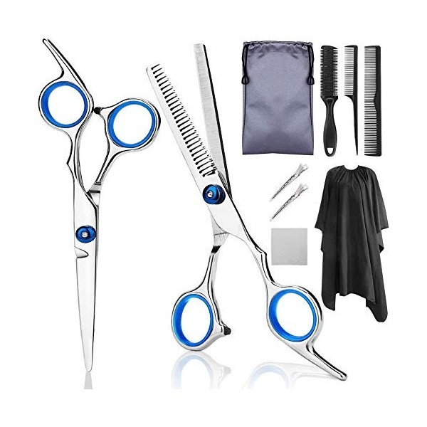 Ensemble de coiffure 9 PCS Kit de ciseaux de coiffure professionnels Ciseaux de coupe de cheveux Ciseaux à cheveux couleur, 