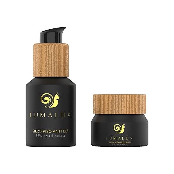 Lumalux COMBOPACK soins pour le visage - serum acide hyaluronique 98% de bave d’escargot 50ml et crème bave descargot à 75% 