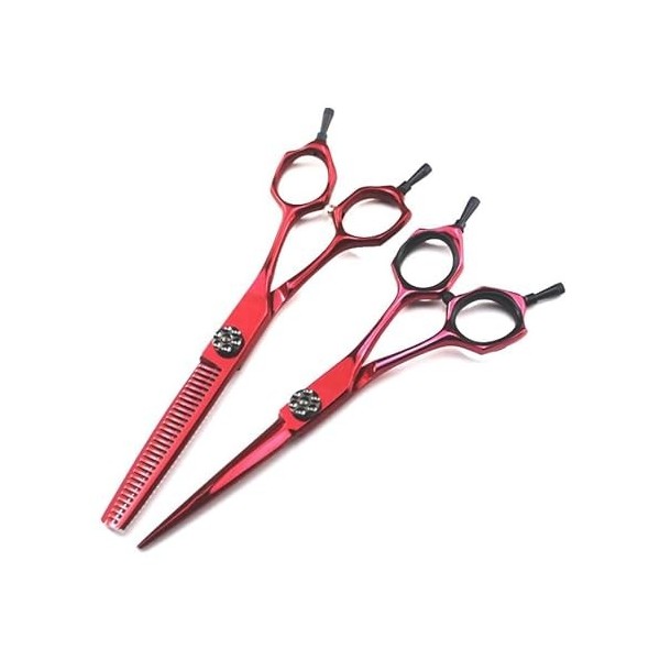 Ciseaux de coupe de cheveux, 15,2 cm rouge japonais 9CR en acier inoxydable rasoir, ciseaux de salon de coiffure