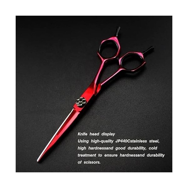 Ciseaux de coupe de cheveux, 15,2 cm rouge japonais 9CR en acier inoxydable rasoir, ciseaux de salon de coiffure