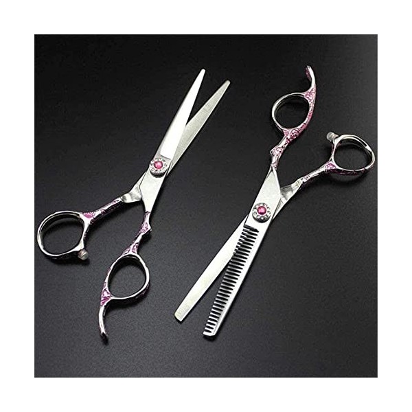 Ciseaux de coiffeur professionnel 440c 6 pouces rose prune poignée ciseaux de cheveux salon de coupe makas de coiffeur aminci