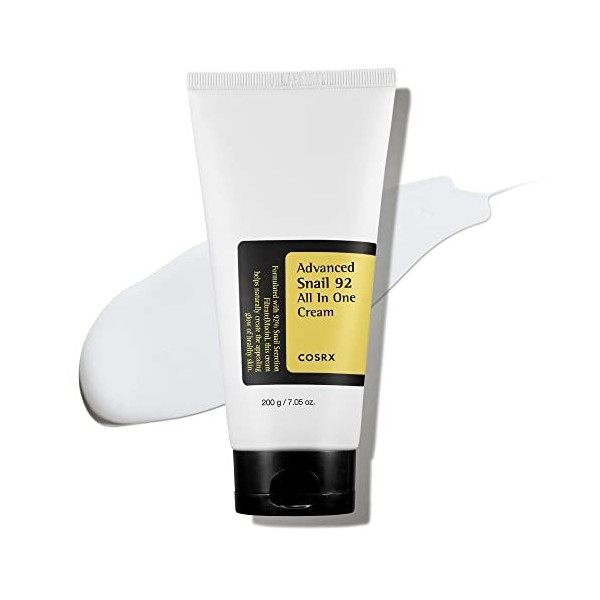 COSRX Snail Mucin 92% Crème Réparatrice 7,05 oz, creme bave descargot Gel Hydratant Quotidien pour le Visage pour Peaux Sèch