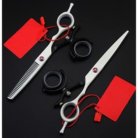 Ciseaux de coupe de cheveux, 6 pouces professionnels 440C Rotation coupe et amincissement ensemble de ciseaux de cheveux ense...