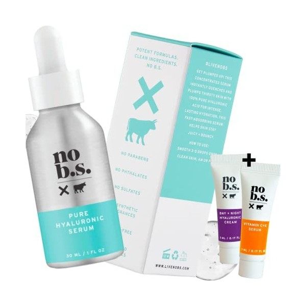 NO B. S. 100% pur Acide Hyaluronique Sérum Visage. Anti vieillissement Sérum Visage. Ultra Hydratant Sérum Visage. Formules. ...