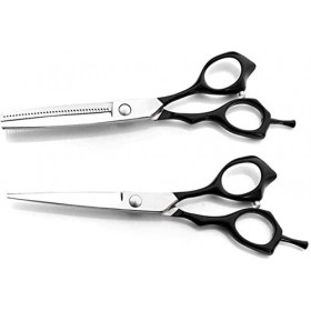 Ciseaux de barbier Ciseaux de coiffure professionnels Ensemble de ciseaux amincissants Noir 6 pouces pour salon de coiffure e...