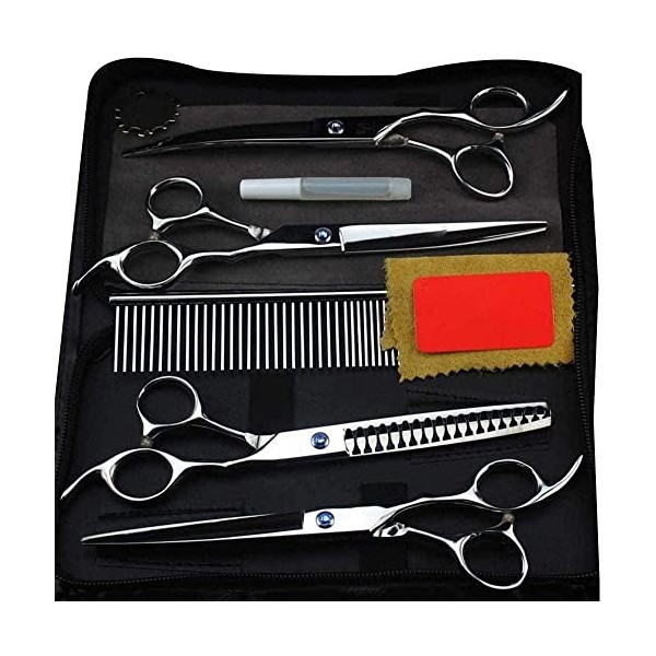 Ciseaux de coiffure Ensemble de ciseaux de coiffure professionnels Send Comb Silver-Black
