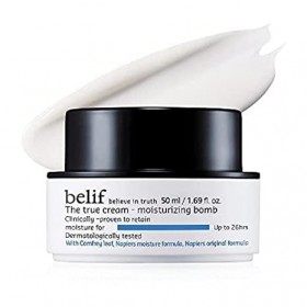 Belif True Cream Moisturizing Bomb 50ml, Creme Hydratante Longue Durée, Lissage Lumière Crème pour le visage, Mélange dherbe ...