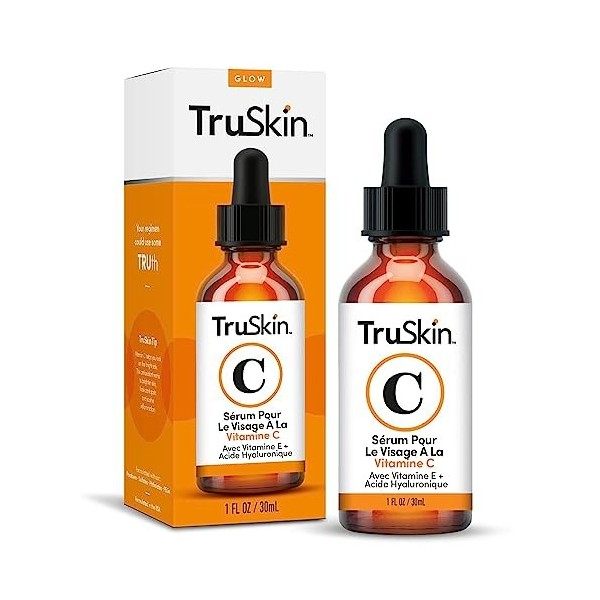 Sérum biologique à la Vitamine C pour le visage à lacide hyaluronique - 20 % vitamine E et C - Soin professionnel formulé po ...