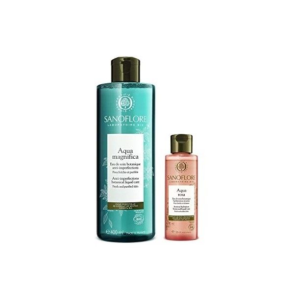 Sanoflore Aqua Magnifica Eau de Soin Botanique Anti-Imperfections Bio 400 ml + Echantillon Aqua Rosa 50 ml Offert