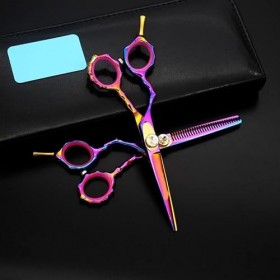 Ciseaux de coupe de cheveux, 5,5 pouces main gauche ciseaux de cheveux professionnels ciseaux de barbier outils de coiffure c...