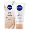 NIVEA Crème de jour hydratante teintée en paquet de 4 4 x 50 ml , hydratant teinté enrichi en vitamine E avec FPS 15, essent