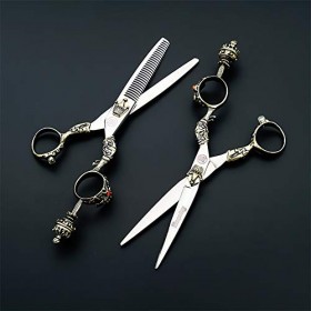 YINGS Ciseaux de Coiffure Retro 6,0 Pouces en Acier Inoxydable Plat Cisaillement Mince Cisaillement Ensemble Professionnel, P