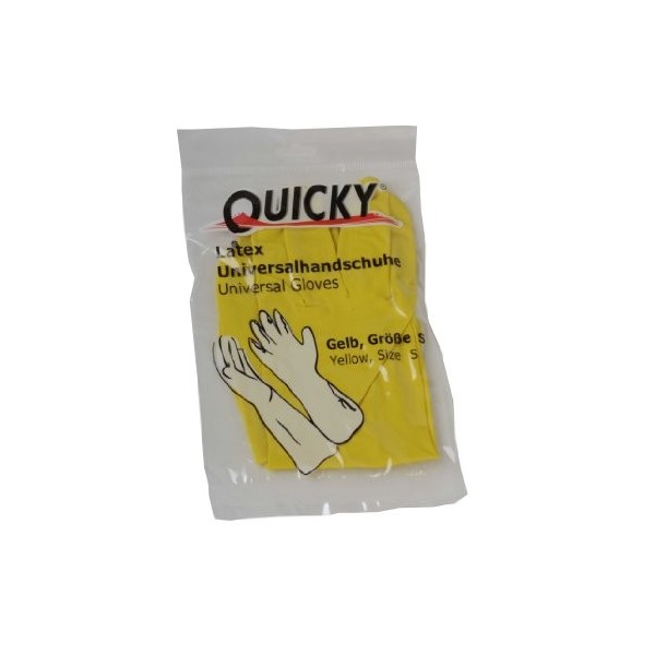 Quicky Lot de 144 gants universels en latex avec intérieur doublé de coton fin floqué Jaune Taille S