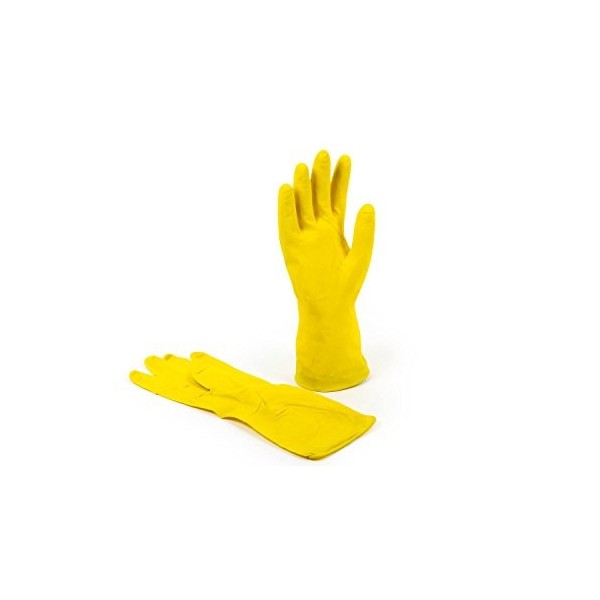 Quicky Lot de 144 gants universels en latex avec intérieur doublé de coton fin floqué Jaune Taille S