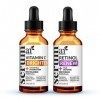 ArtNaturals Sérum Vitamine C Biologique 29 ml et Sérum 2,5 % Vitamine A Rétinol 29 ml - Set Cadeau Spécial Vacances - Anti-