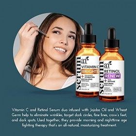 ArtNaturals Sérum Vitamine&nbsp;C Biologique 29&nbsp;ml et Sérum 2,5&nbsp;% Vitamine&nbsp;A Rétinol 29&nbsp;ml - Set Cadeau Spécial Vacances - Anti-
