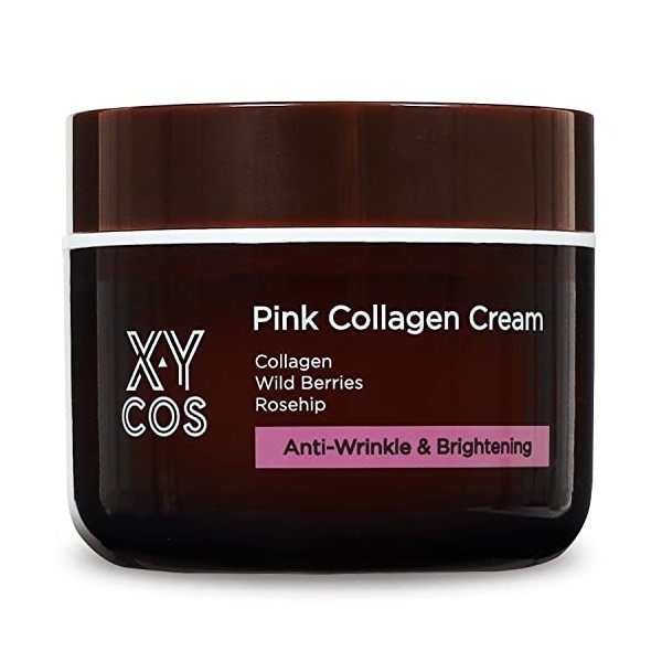 XYCOS Crème au collagène rose 50 ml, 1,7 fl.oz. | Soin anti-rides anti-âge | Hydratant | Améliore le teint | Certifié EVE V C...