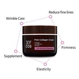 XYCOS Crème au collagène rose 50 ml, 1,7 fl.oz. | Soin anti-rides anti-âge | Hydratant | Améliore le teint | Certifié EVE V