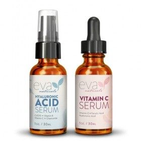 Trousse de soins Hydratez et Éclaircissez de Eva Naturals - Comprend un sérum dacide hyaluronique et un sérum à 20% de vitam ...