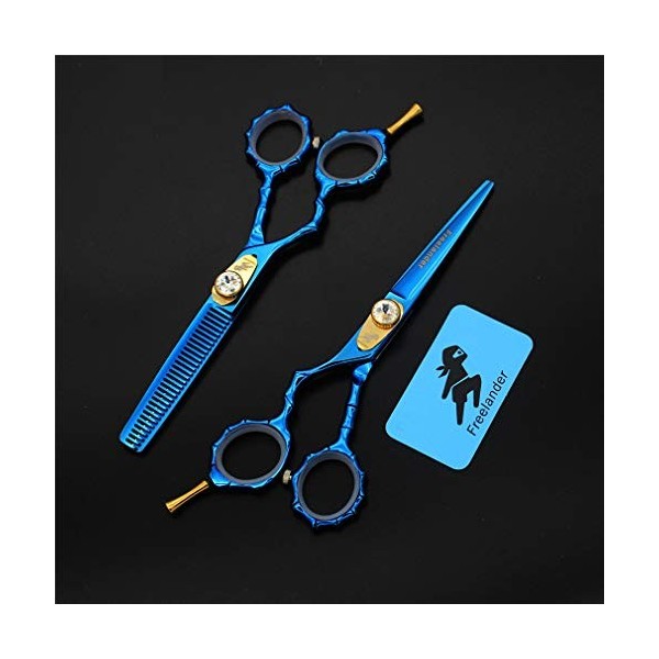 KOAIEZ Ensembles De Ciseaux De Coupe De Cheveux Professionnels Bleus De 5,5 Pouces, Cisaillements De Coiffure Multifonctionne