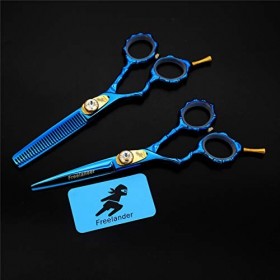KOAIEZ Ensembles De Ciseaux De Coupe De Cheveux Professionnels Bleus De 5,5 Pouces, Cisaillements De Coiffure Multifonctionne