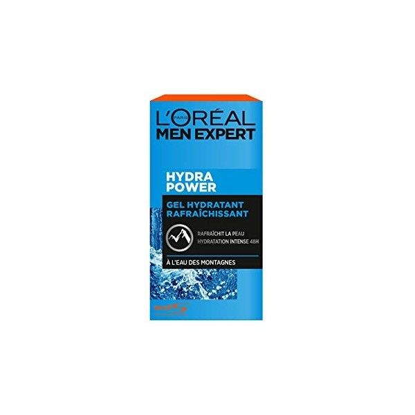 LOréal Men Expert - Gel Hydratant & Rafraîchissant pour Homme - Soin du Visage - Hydratation Intense 48H - À lEau des Monta