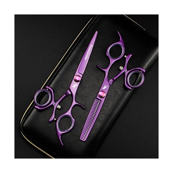 Ciseaux professionnels, ensemble de ciseaux de coiffure professionnels pivotants avec pouce de 6,0 pouces, kit de ciseaux pla