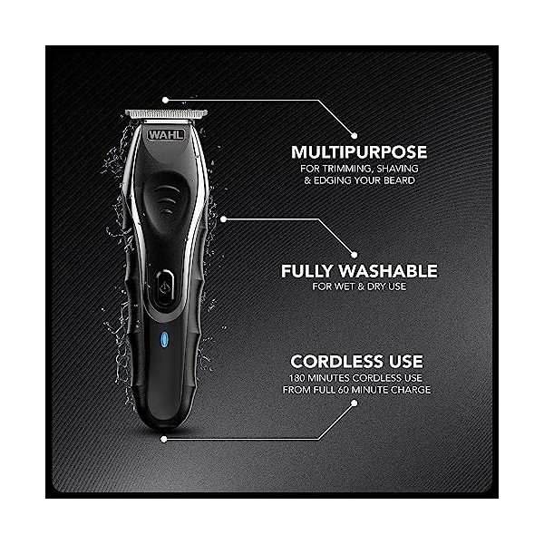 Wahl Tondeuse à Barbe Hommes, Tondeuses à Cheveux Aqua Blade, Tondeuse à Chaume, Ensemble de Toilettage Masculin, Entièrement