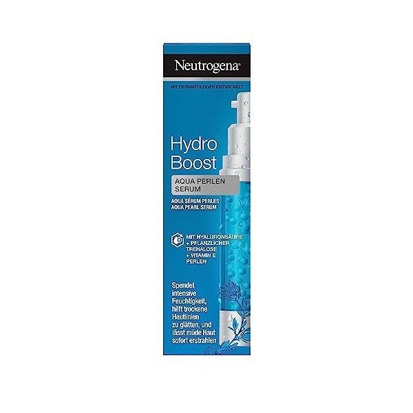 Neutrogena Hydro Boost Sérum Hyaluron Aqua Pearls avec vitamine E et acide hyaluronique pour peaux sèches 30 ml Crème Jour et...