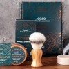 Officina Naturae Gift Box Fila Brosse à raser lisse en olive avec poils sans cruauté artisanale N°10 + savon à barbe solide N