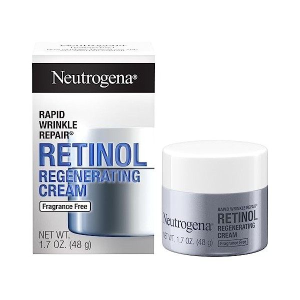 Neutrogena Rapid Wrinkle Repair Crème au Rétinol à lAcide Hyaluronique, Crème Anti-Rides, Crème Hydratante , Éliminer les Ta ...