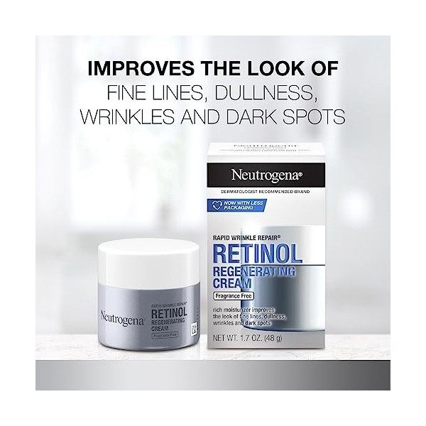 Neutrogena Rapid Wrinkle Repair Crème au Rétinol à lAcide Hyaluronique, Crème Anti-Rides, Crème Hydratante , Éliminer les Ta ...